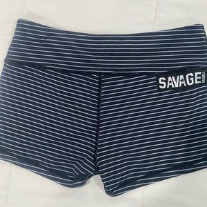 SAVAGE black pinstripe workout shorts size medium